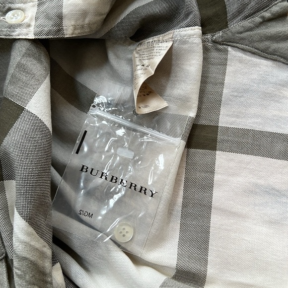 New! Burberry London Men’s large sage green nova check tie dye toned shirt. - Picture 8 of 12